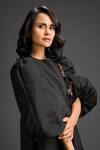 Buy_Deepika Arora_Black Cotton Metallic Thread Round Neck And Rust Designer Dress _Online_at_Aza_Fashions