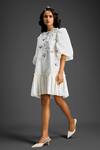 Deepika Arora_White Cotton Embroidery Round Neck Designer Dress _Online_at_Aza_Fashions