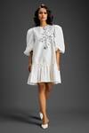 Buy_Deepika Arora_White Cotton Embroidery Round Neck Designer Dress _at_Aza_Fashions
