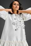 Shop_Deepika Arora_White Cotton Embroidery Round Neck Designer Dress 