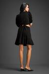 Shop_Deepika Arora_Black Cotton Embroidery V-neck Designer Dress _at_Aza_Fashions