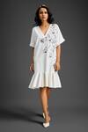 Shop_Deepika Arora_White Cotton V-neck Designer Embellished Dress _Online_at_Aza_Fashions