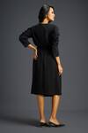 Shop_Deepika Arora_Black Cotton Metallic Thread Round Neck Embroidered Dress _at_Aza_Fashions
