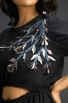 Deepika Arora_Black Cotton Metallic Thread Round Neck Embroidered Dress _Online_at_Aza_Fashions