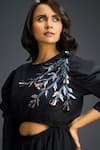 Buy_Deepika Arora_Black Cotton Metallic Thread Round Neck Embroidered Dress 