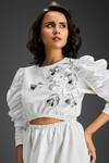 Deepika Arora_White Cotton Round Neck Designer Embellished Dress _Online_at_Aza_Fashions
