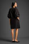 Shop_Deepika Arora_Black Cotton V-neck Embellished Dress _at_Aza_Fashions