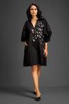 Buy_Deepika Arora_Black Cotton V-neck Embellished Dress _at_Aza_Fashions
