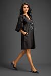 Buy_Deepika Arora_Black Cotton V-neck Embellished Dress _Online_at_Aza_Fashions