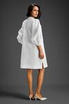 Shop_Deepika Arora_White Cotton V-neck Designer Embellished Dress _at_Aza_Fashions