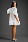 Shop_Deepika Arora_White Cotton V-neck Designer Embellished Dress _at_Aza_Fashions