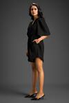 Buy_Deepika Arora_Black Cotton Embroidery V-neck Designer Playsuit _Online_at_Aza_Fashions