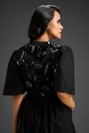 Deepika Arora_Black Cotton Embroidery V-neck Designer Playsuit _at_Aza_Fashions