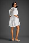 Shop_Deepika Arora_White Cotton Embroidery V-neck Designer Playsuit _at_Aza_Fashions