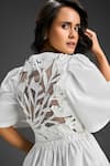 Shop_Deepika Arora_White Cotton Embroidery V-neck Designer Playsuit _Online_at_Aza_Fashions