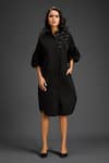 Buy_Deepika Arora_Black Cotton Collared Designer Dress _at_Aza_Fashions