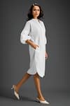 Buy_Deepika Arora_White Cotton Embroidery Mandarin Collar Designer Dress _Online_at_Aza_Fashions