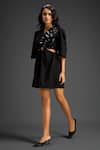 Buy_Deepika Arora_Black Cotton V-neck Designer Embellished Dress _Online_at_Aza_Fashions