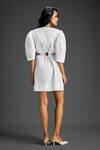 Shop_Deepika Arora_White Cotton V-neck Designer Dress _at_Aza_Fashions