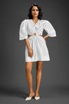 Buy_Deepika Arora_White Cotton V-neck Designer Dress _at_Aza_Fashions
