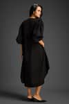 Shop_Deepika Arora_Black Cotton V-neck Designer Embellished Dress _at_Aza_Fashions