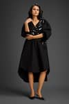 Deepika Arora_Black Cotton V-neck Designer Embellished Dress _Online_at_Aza_Fashions