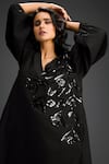 Shop_Deepika Arora_Black Cotton V-neck Designer Embellished Dress 