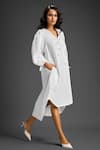 Deepika Arora_White Cotton V-neck Designer Dress _Online_at_Aza_Fashions
