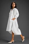 Buy_Deepika Arora_White Cotton V-neck Designer Dress _Online_at_Aza_Fashions