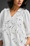 Deepika Arora_White Cotton V-neck Designer Dress _at_Aza_Fashions