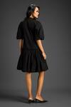 Shop_Deepika Arora_Black Cotton Collared Designer Dress _at_Aza_Fashions