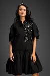 Buy_Deepika Arora_Black Cotton Collared Designer Dress 