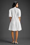 Shop_Deepika Arora_White Cotton Mandarin Collar Designer Dress _at_Aza_Fashions