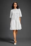 Deepika Arora_White Cotton Mandarin Collar Designer Dress _Online_at_Aza_Fashions
