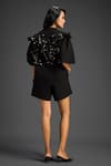Shop_Deepika Arora_Black Cotton Embroidery Collared Designer Shirt And Shorts Set _at_Aza_Fashions