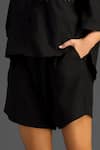 Deepika Arora_Black Cotton Embroidery Collared Designer Shirt And Shorts Set _Online_at_Aza_Fashions