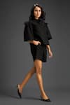 Buy_Deepika Arora_Black Cotton Embroidery Collared Designer Shirt And Shorts Set _Online_at_Aza_Fashions