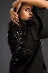 Deepika Arora_Black Cotton Embroidery Collared Designer Shirt And Shorts Set _Online