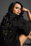 Shop_Deepika Arora_Black Cotton Embroidery Collared Designer Shirt And Shorts Set _Online
