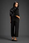 Shop_Deepika Arora_Black Cotton Embroidery Mandarin Collar Designer Shirt And Pant Set _at_Aza_Fashions