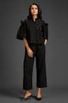 Buy_Deepika Arora_Black Cotton Embroidery Mandarin Collar Designer Shirt And Pant Set _at_Aza_Fashions