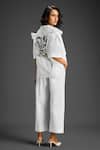 Shop_Deepika Arora_White Cotton Embroidery Collared Designer Shirt And Pant Set _at_Aza_Fashions