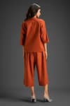 Shop_Deepika Arora_Orange Cotton Bows Mandarin Collar Designer Top And Pant Set _at_Aza_Fashions