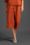 Buy_Deepika Arora_Orange Cotton Bows Mandarin Collar Designer Top And Pant Set 