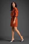 Deepika Arora_Orange Cotton Collared Designer Top And Shorts Set _Online_at_Aza_Fashions