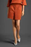 Buy_Deepika Arora_Orange Cotton Collared Designer Top And Shorts Set _Online_at_Aza_Fashions