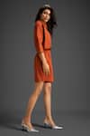 Shop_Deepika Arora_Orange Cotton Collared Designer Top And Shorts Set _Online_at_Aza_Fashions