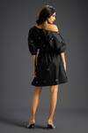 Shop_Deepika Arora_Black Cotton Bows Off-shoulder Designer Embellished Dress _at_Aza_Fashions