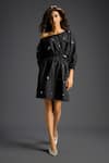 Buy_Deepika Arora_Black Cotton Bows Off-shoulder Designer Embellished Dress _Online_at_Aza_Fashions
