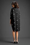 Shop_Deepika Arora_Black Cotton Bows Collared Designer Embellished Dress _at_Aza_Fashions